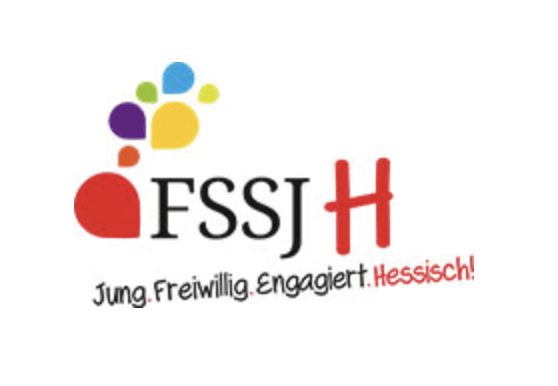 LOGO des FSSJH - Bunte Farbkleske und die Aufschrift "Jung, freiwillig, engagiert und Hessisch