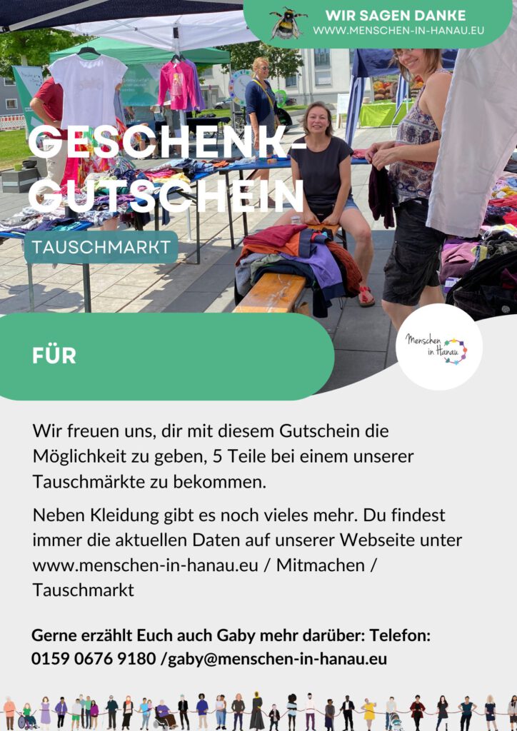 Bild auf dem mehrere Frauen unter einem Zelt stehen und Klamotten übe Kleiderstanden hängen.