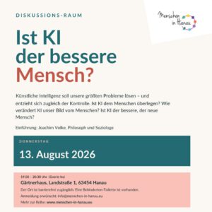 Plakat mit der Aufschrift, ist KI ein besserer Mensch?
