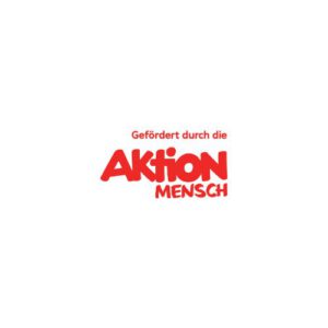 Ein Logo von Aktion Mensch in roten Buchstaben.