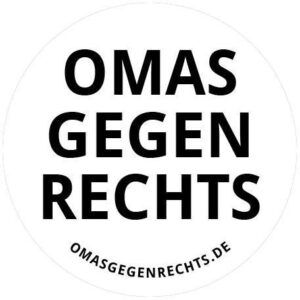 Logo von Omas gegen Rechts. Name auf weißem Hintergrund