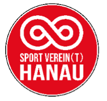Auf rotem Grund steht Sport Verein(t) Hanau