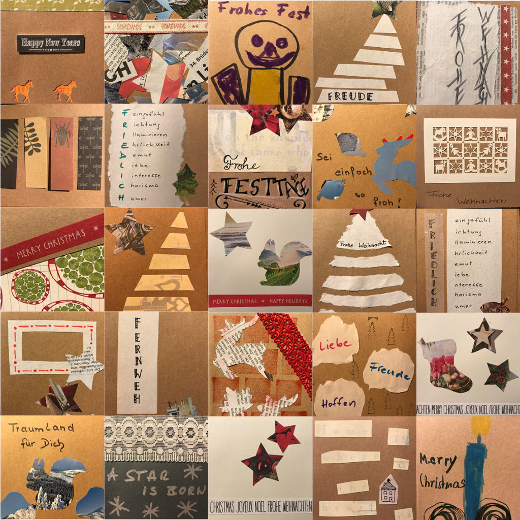 Collage von vielen Postkarten