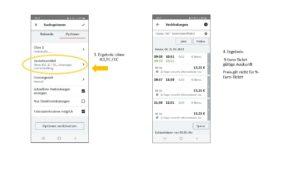 Mit Hilfe von 2 screenshots wird die fahrplanauskunft für das 9-Euro-Ticket bei der DB-App erklärt
