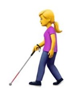 Es ist ein emoji zu sehen, dass eine Person mit einem Blindenstock zeigt