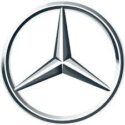 Mercedes-Benz-Logo: silberner Stern auf weißem Hintergrund