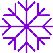 Eine Schneeflocke wird mit nur wenigen abstrakten Strichen skizziert. Die Striche haben die Farbe Lila.